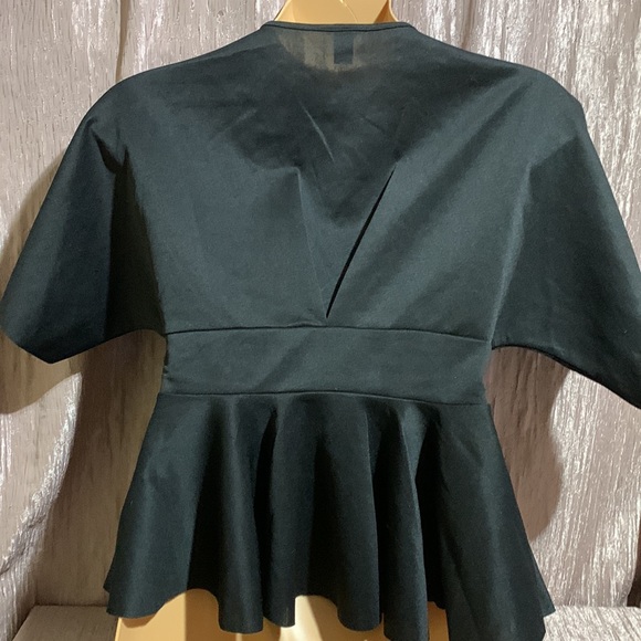 Shein Top Open Cardigan Short Sleeve Ties in the Front Size 12 Black Stretchy - Picture 8 of 14